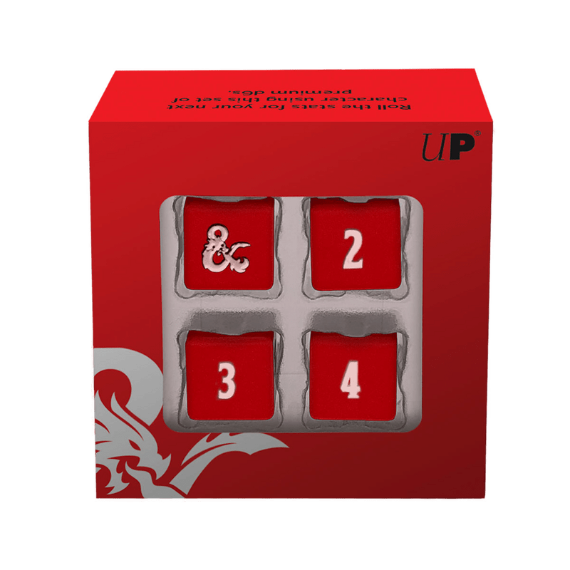 Ultra Pro Heavy Metal Red and White D6 Dice Set for Dungeons & Dragons