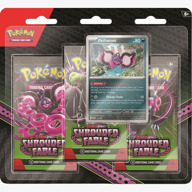 Pokemon Scarlet & Violet Shrouded Fable: 3-Pack Blister Pecharunt