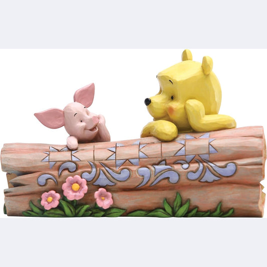 Disney Traditions Pooh And Piglet On A Log Figurine, Multi-colour Colour