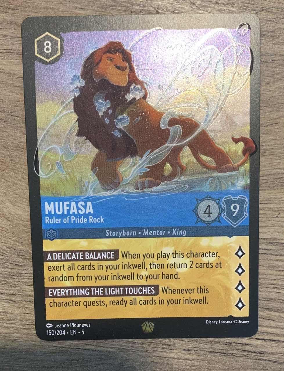 Disney Lorcana Mufasa Ruler Of Pride Rock 150/204 Legendary Foil Near Mint