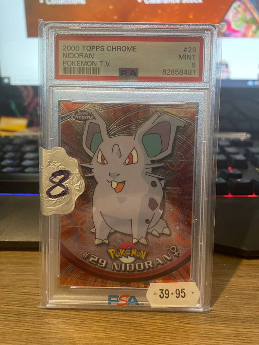 2000 TOPPS CHROME Nidoran POKEMON TV Graded Mint 9 PSA